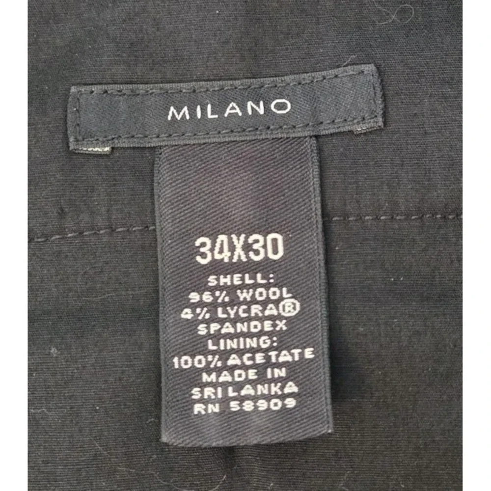 Milano Men's Pleated Cuffed Dress Pants Trousers 34x30 Wool Loose Black